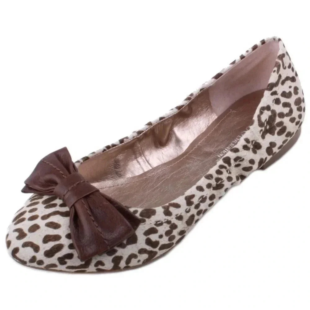 BCBGeneration Laurel 2 Leopard Bow Flats Size 8